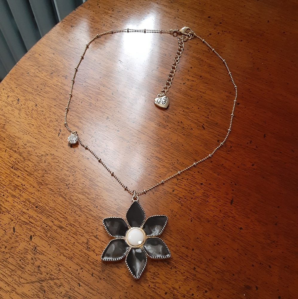 Betsey Johnson Flower Gem Pendant Necklace